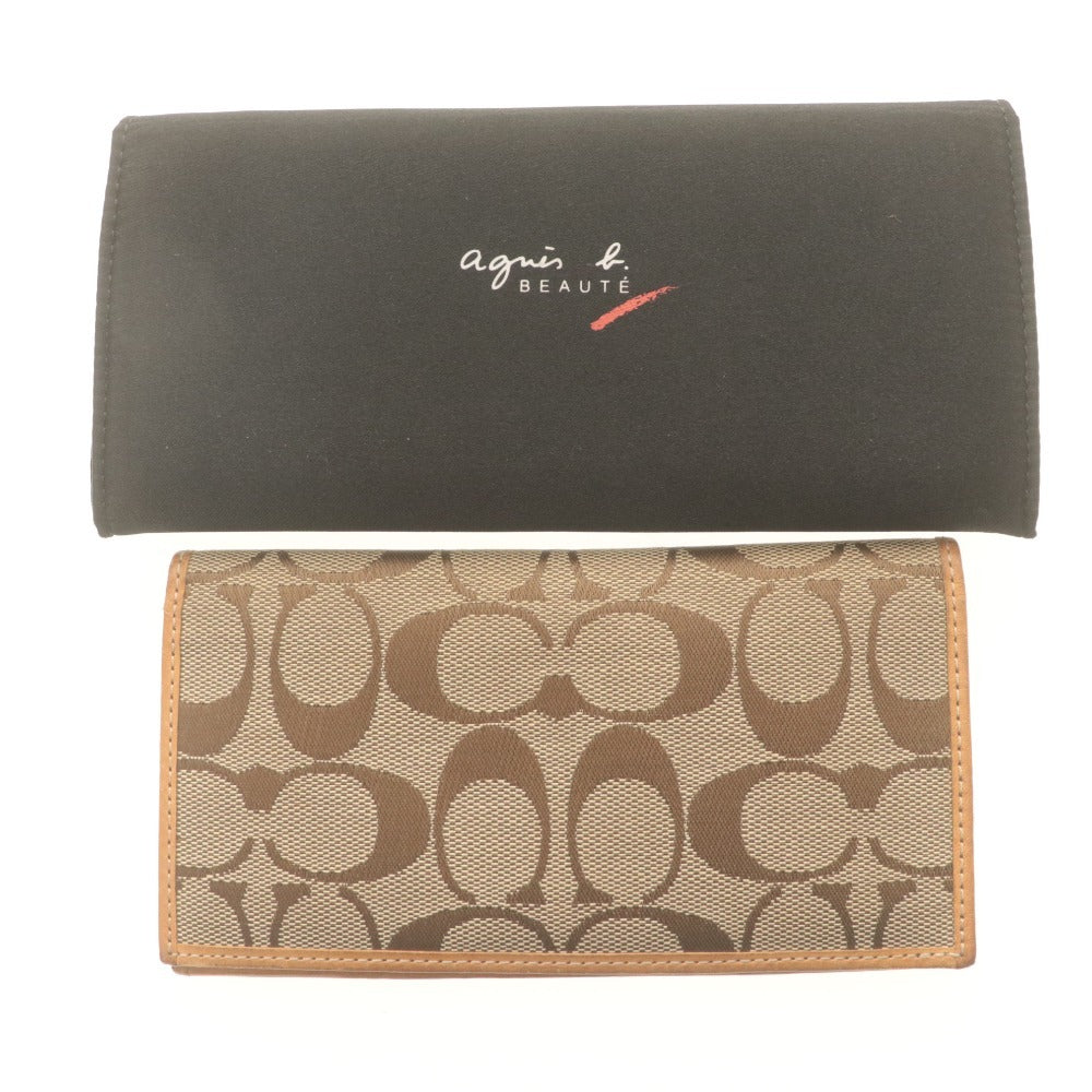 ■ COACH agnes b. Coach Agnes b. 2-piece set bundle Book cover Card case Signature /Long wallet Nylon Coin purse Bill compartment