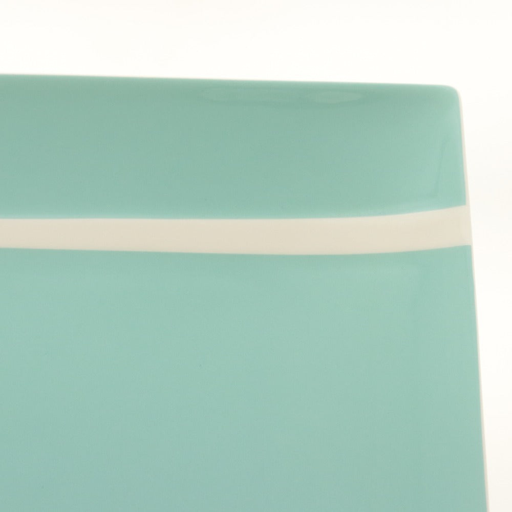 ■ TIFFANY&CO. ティファニー スクエア プレート ブルーボックス リボン 浅 角皿 食器 陶器 全長24cm