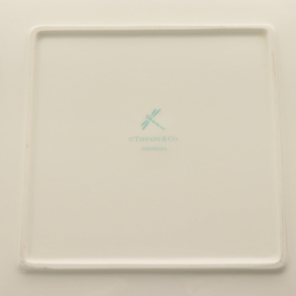 ■ TIFFANY&CO. ティファニー スクエア プレート ブルーボックス リボン 浅 角皿 食器 陶器 全長24cm