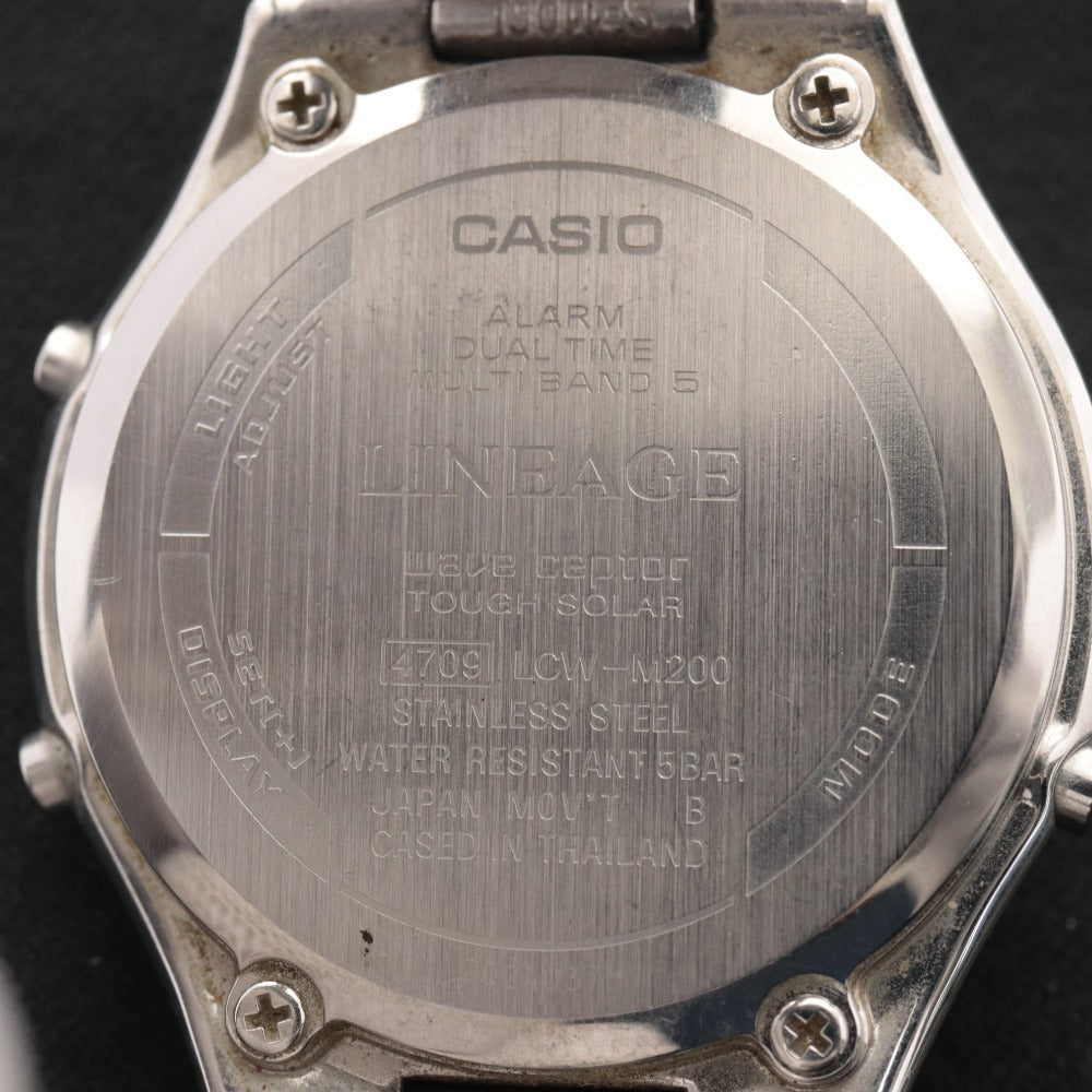 ■ CASIO Solar Watch LINEAGE MULTI BAND 5 wave ceptor 4709 LCW-M200 Radio-Controlled Men's Silver with Accessories, Tested, Partially Damaged