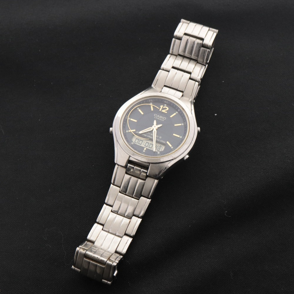 ■ CASIO Solar Watch LINEAGE MULTI BAND 5 wave ceptor 4709 LCW-M200 Radio-Controlled Men's Silver with Accessories, Tested, Partially Damaged