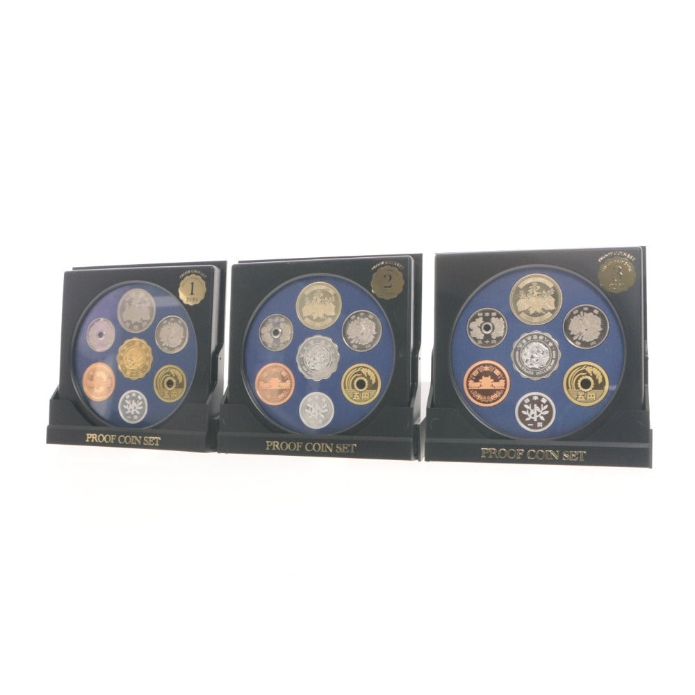 ■ オールドコインメダルシリーズ 1 2 3 プルーフ貨幣セット 3点セット まとめ売り 造幣局 限定 純銀製 年銘板 箱 ケース付き 未開封