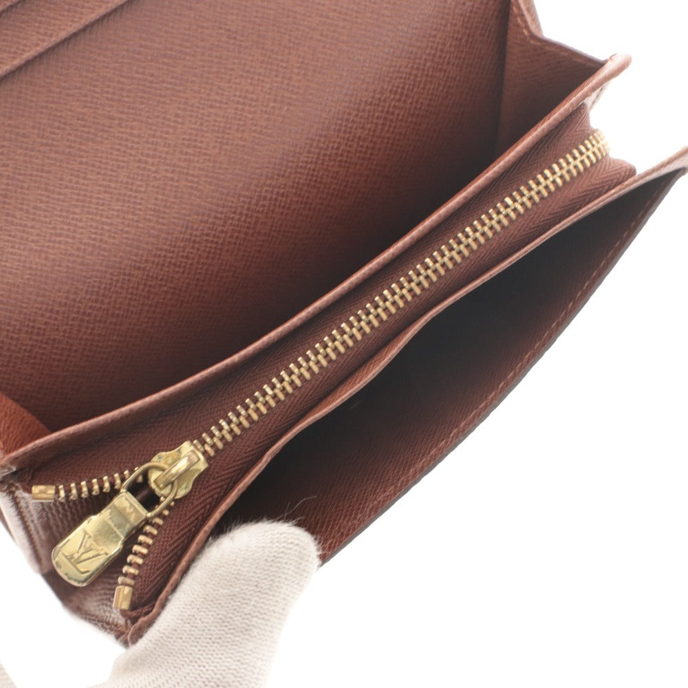 ■ LOUIS VUITTON ルイヴィトン 財布 ウォレット モノグラム ポルトモネ 二つ折り 札 小銭 カード入れ ファスナー ダークブラウン系