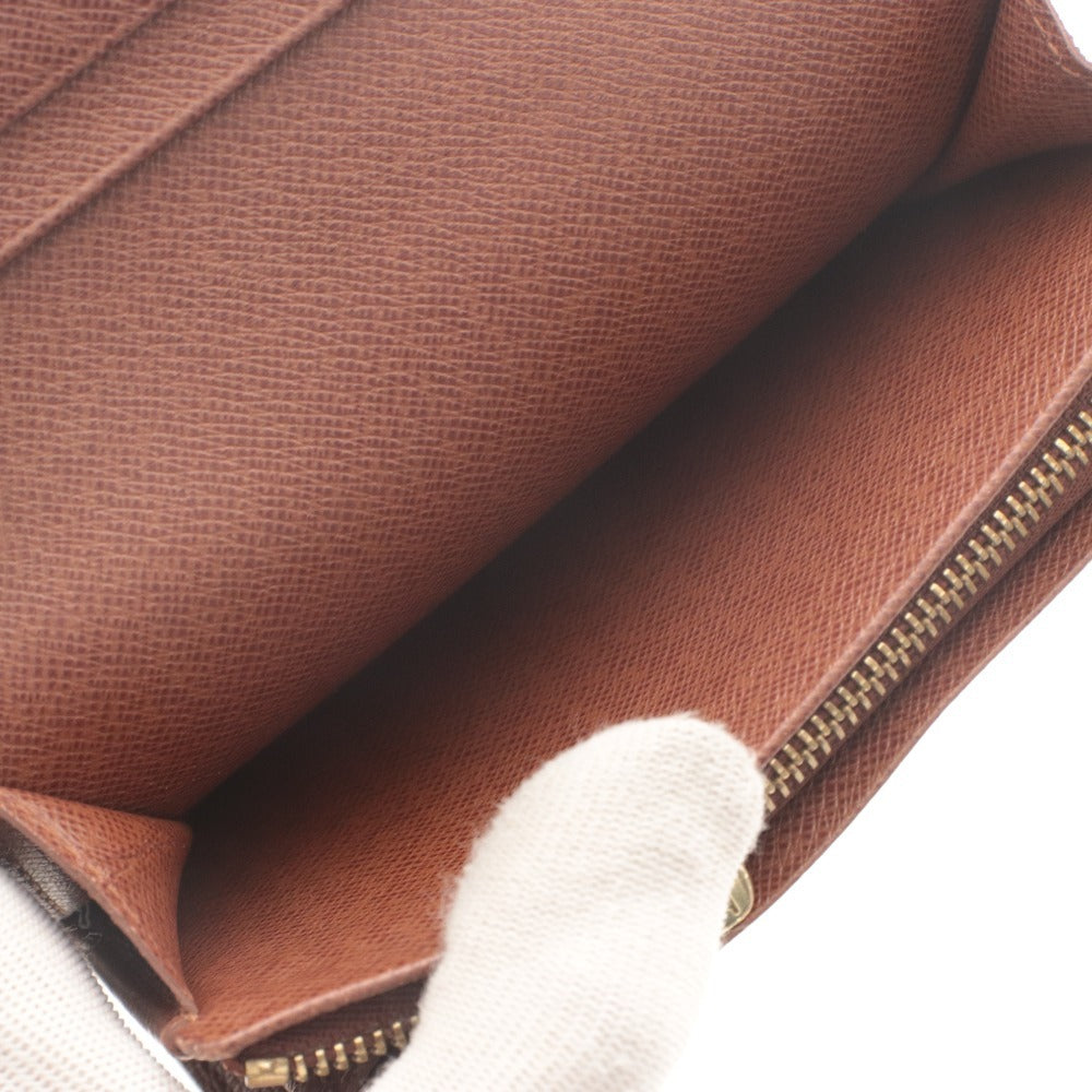 ■ LOUIS VUITTON ルイヴィトン 財布 ウォレット モノグラム ポルトモネ 二つ折り 札 小銭 カード入れ ファスナー ダークブラウン系