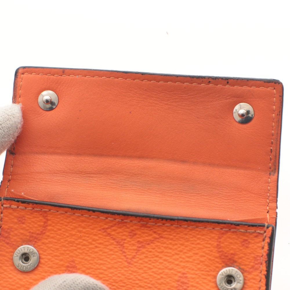 ■ LOUIS VUITTON Louis Vuitton Wallet Discovery Compact Wallet Taiga Leather Trifold Bill Coin Card Holder Orange Box and Dust Bag Included