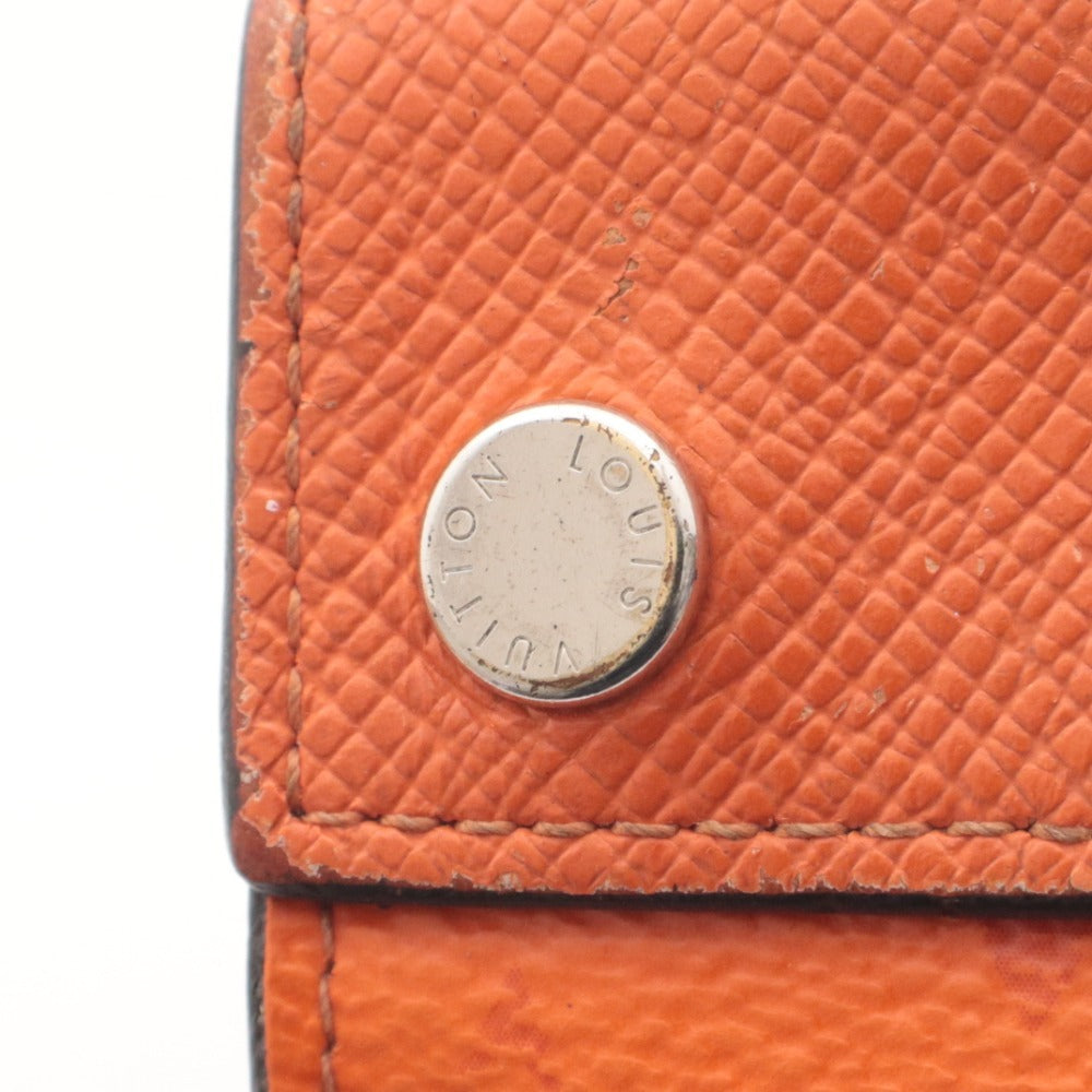 ■ LOUIS VUITTON Louis Vuitton Wallet Discovery Compact Wallet Taiga Leather Trifold Bill Coin Card Holder Orange Box and Dust Bag Included