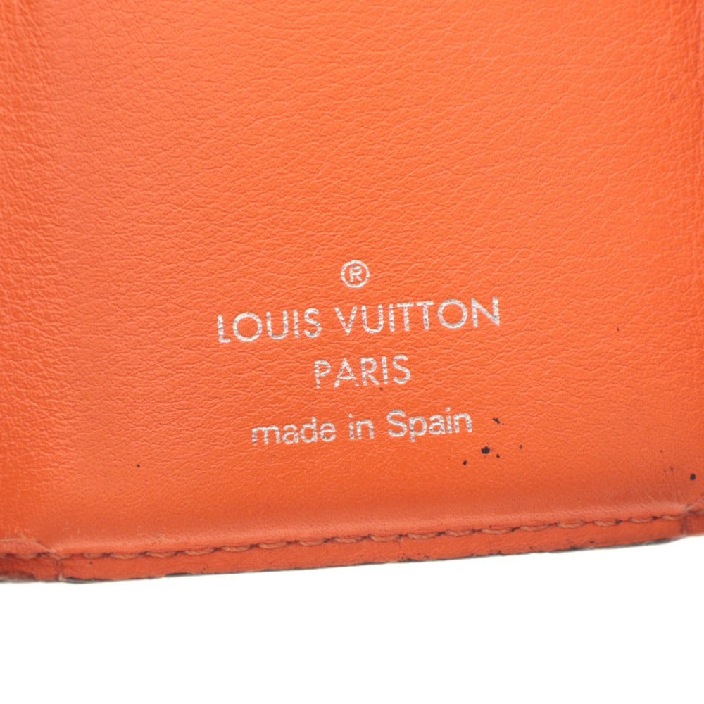 ■ LOUIS VUITTON Louis Vuitton Wallet Discovery Compact Wallet Taiga Leather Trifold Bill Coin Card Holder Orange Box and Dust Bag Included