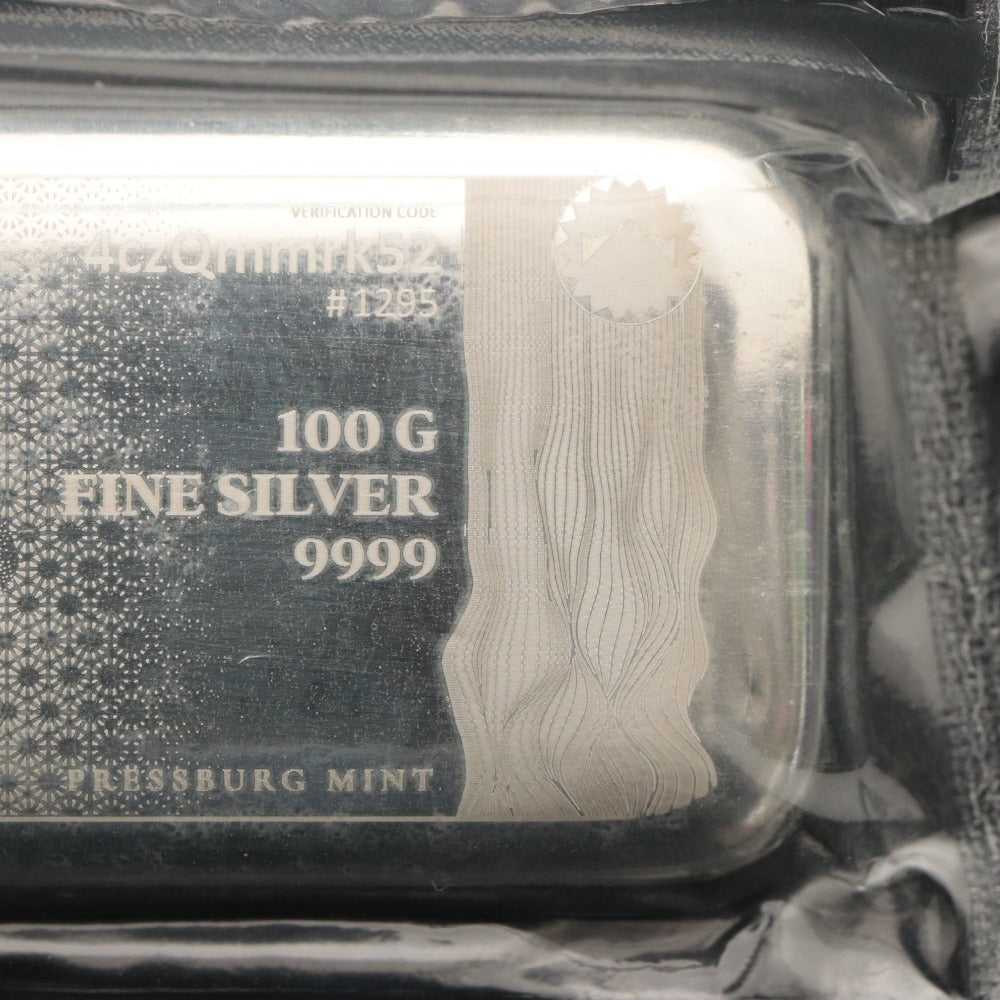 ■ 野口コイン シルバー バー 100g 99.99% 純銀インゴット プレスブルク ミント スロバキア コレクション 美術品