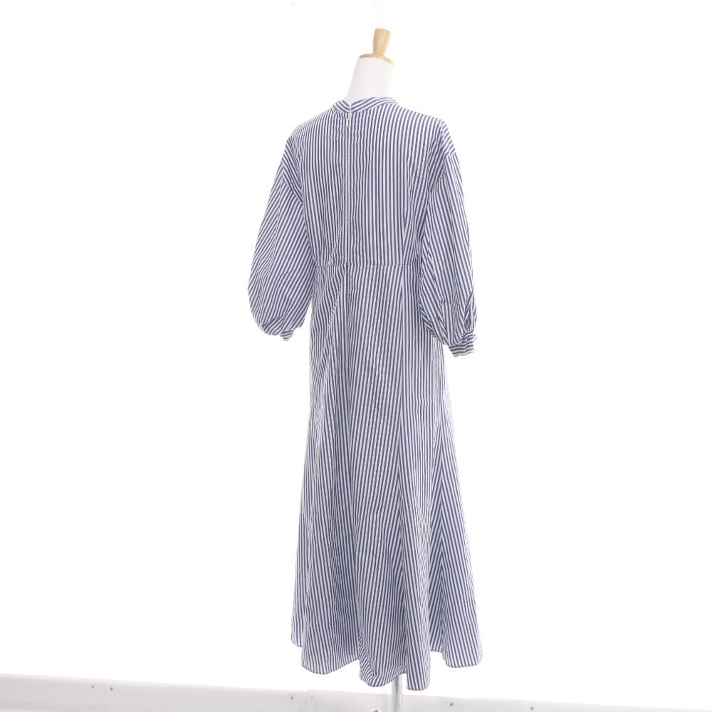 ■ GREEN LABEL RELAXING Dress Long Seven-Quarter Sleeve Stripe Women's F White Blue