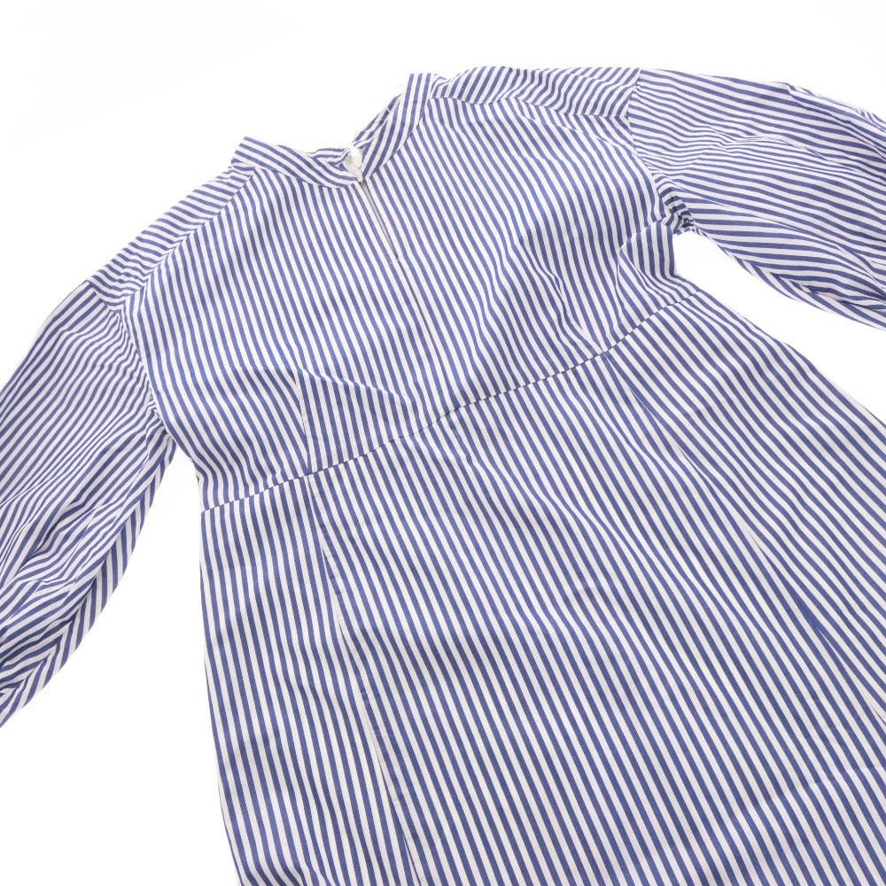 ■ GREEN LABEL RELAXING Dress Long Seven-Quarter Sleeve Stripe Women's F White Blue