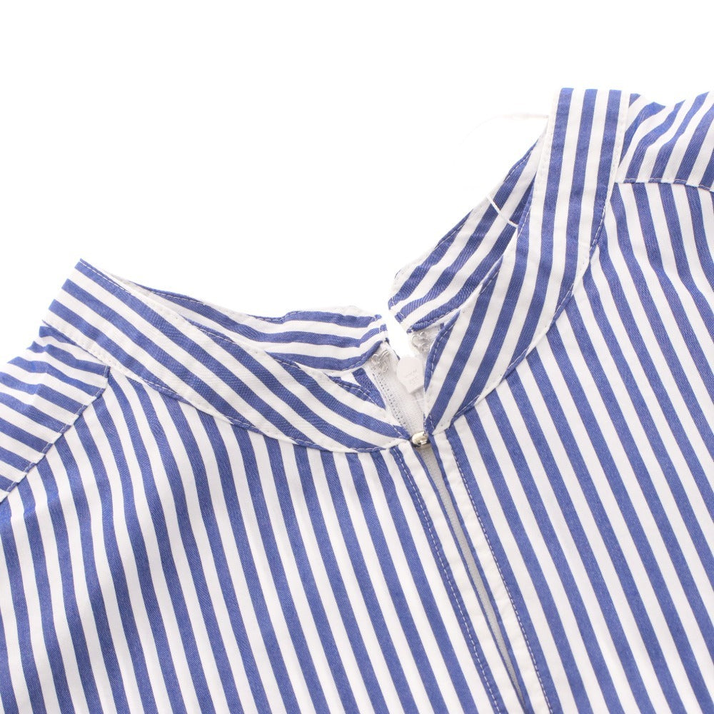 ■ GREEN LABEL RELAXING Dress Long Seven-Quarter Sleeve Stripe Women's F White Blue