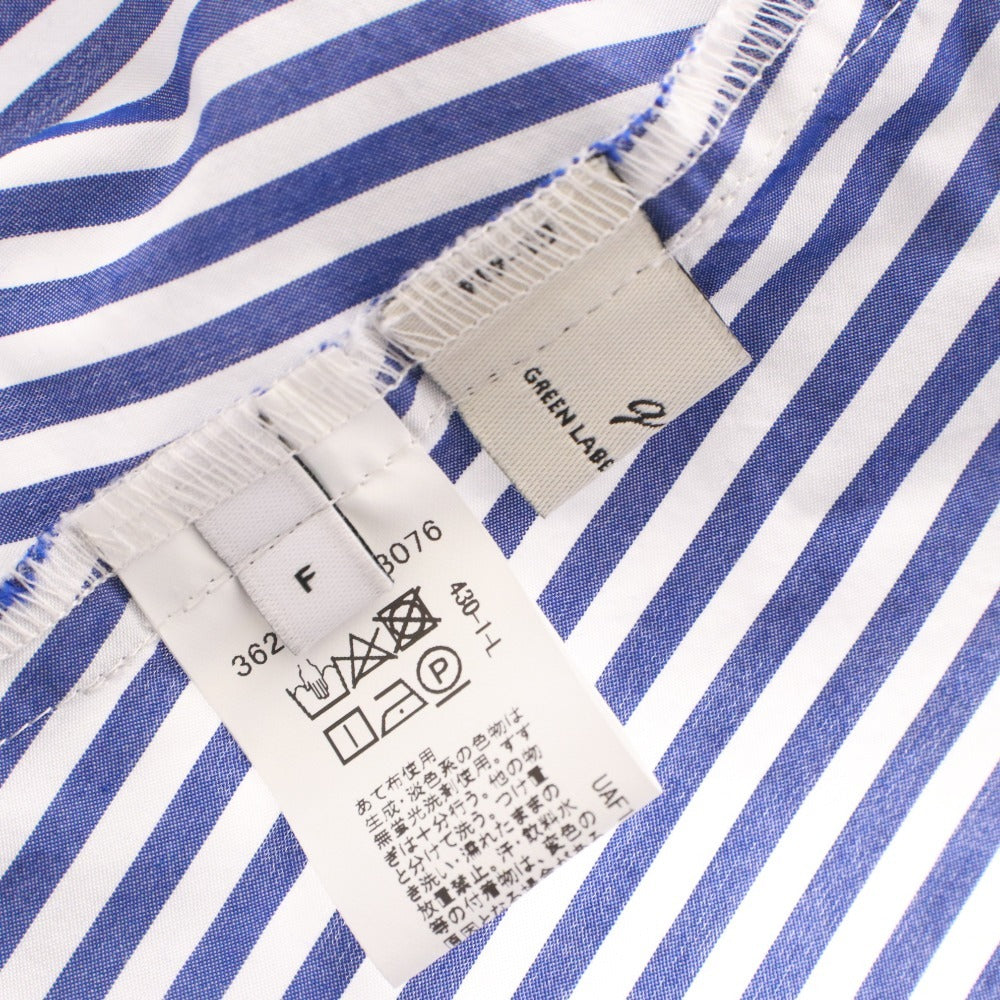 ■ GREEN LABEL RELAXING Dress Long Seven-Quarter Sleeve Stripe Women's F White Blue