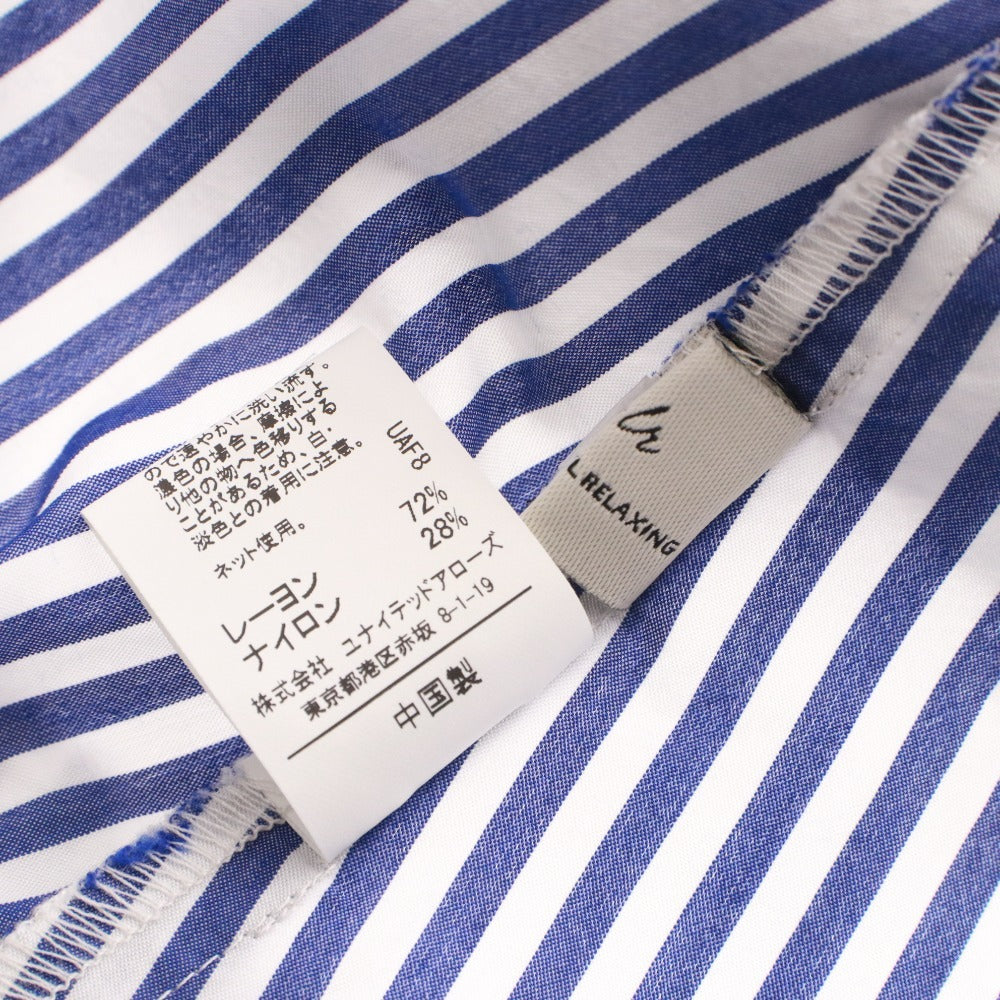 ■ GREEN LABEL RELAXING Dress Long Seven-Quarter Sleeve Stripe Women's F White Blue