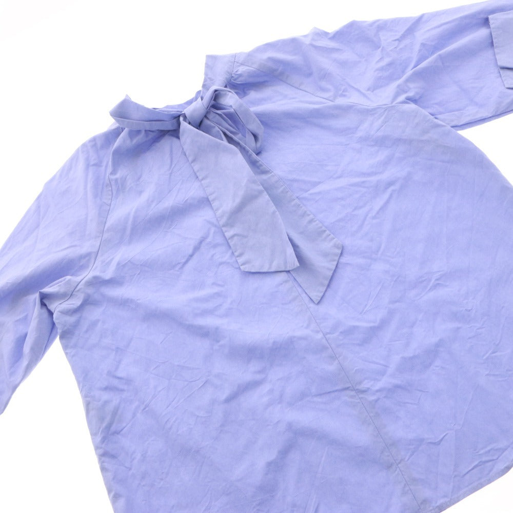 ■ グリーンレーベルリラクシング GREEN LABEL RELAXING ブラウス 長袖 トップス 前後2way ボウタイ ギャザー レディース F ライトブルー