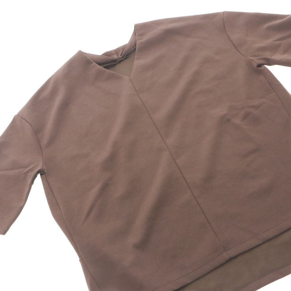 ■ Emma Taylor Pullover Short-Sleeve Top, Light Double Knit, Half-Sleeve, Women's Free Size, Brown, With Tags, Unused