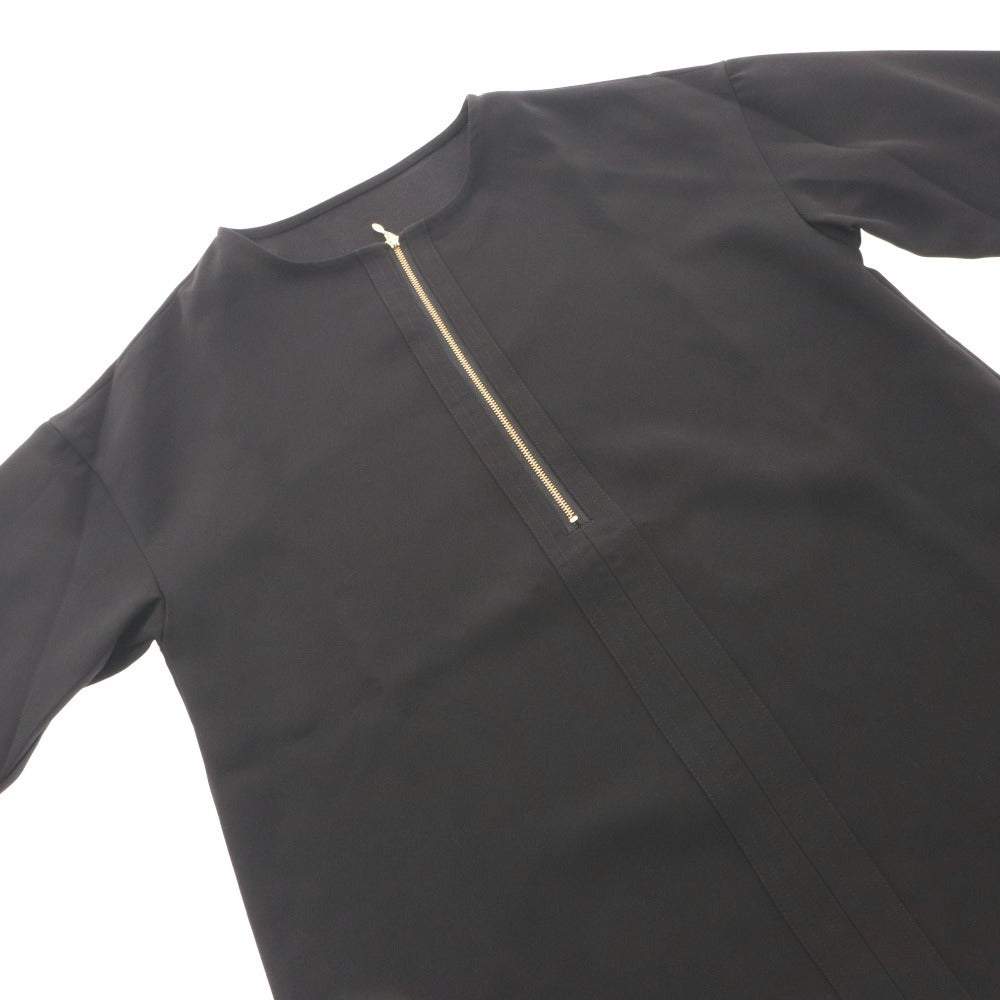 ■ スタイルデリ STYLE DELI ブラウス 長袖 トップス フロント 2way ジップステッチ レディース フリー ブラック 未使用 タグ付き