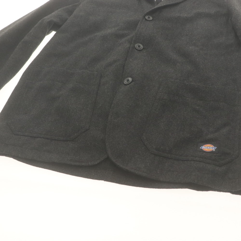 ■ BACK NUMBER x Dickies コラボ ウールテーラードジャケット 長袖 アウター 襟 裏地ロゴ柄 メンズ L ダークグレー