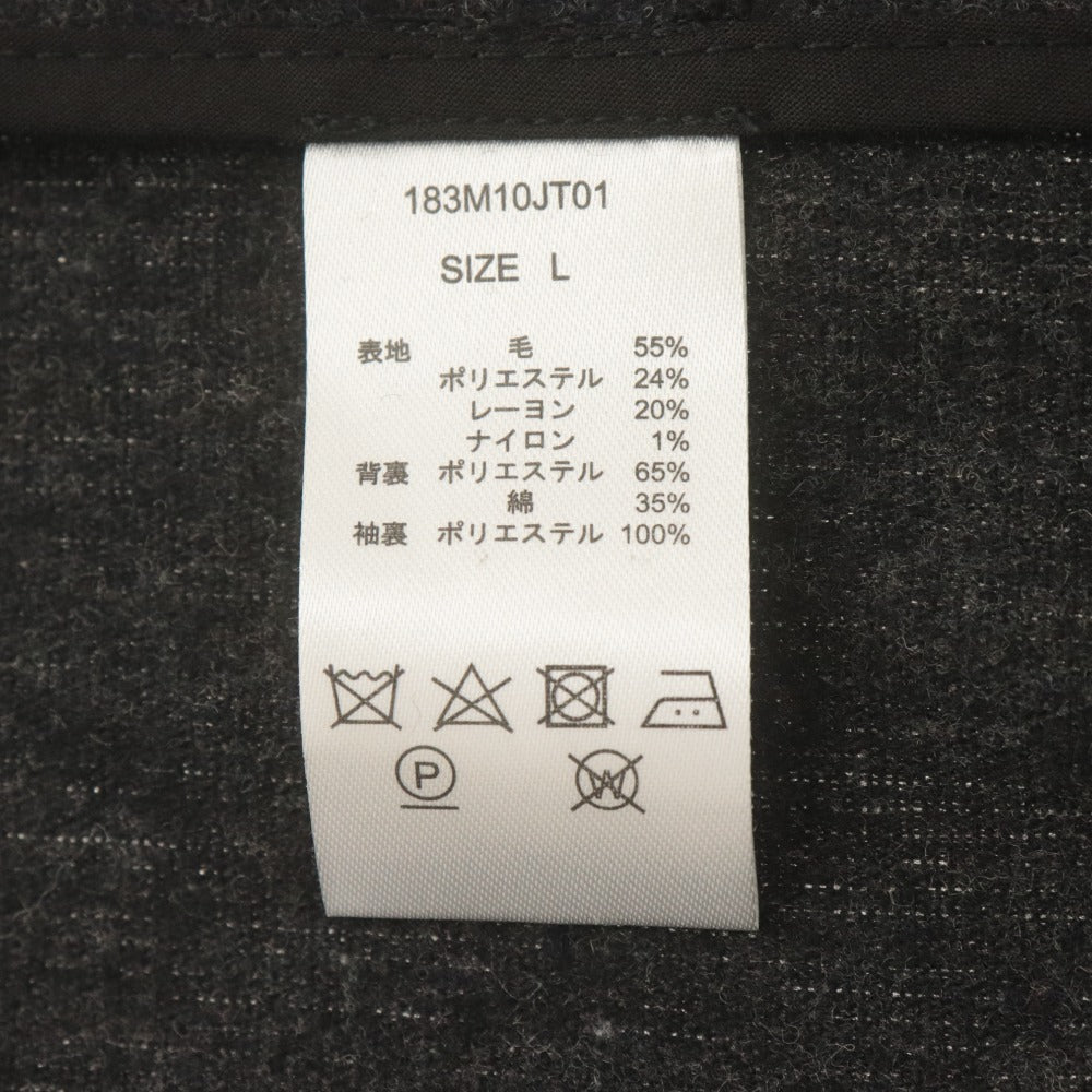 ■ BACK NUMBER x Dickies コラボ ウールテーラードジャケット 長袖 アウター 襟 裏地ロゴ柄 メンズ L ダークグレー