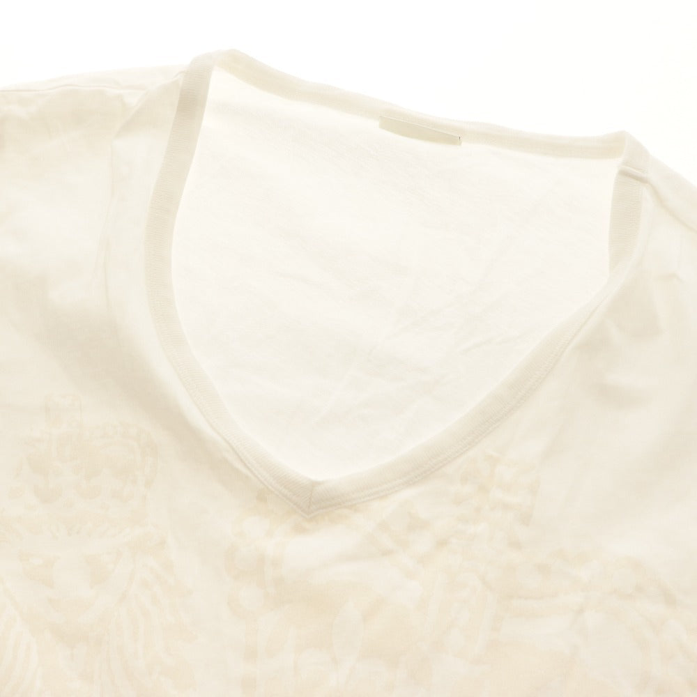 ■ ドリスヴァンノッテン DRIES VAN NOTEN 半袖 Tシャツ トップス Vネック 総柄 メンズ レディース small 白 ホワイト 訳アリ