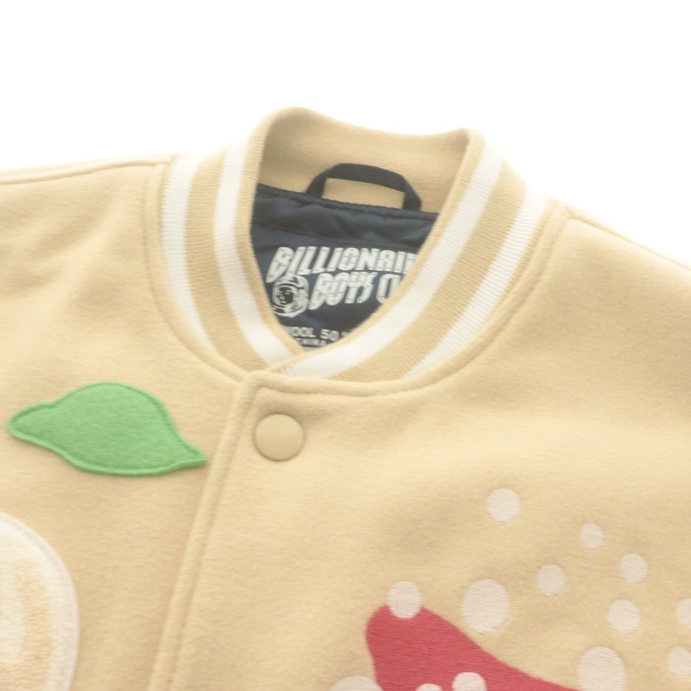 ■ BILLIONAIRE BOYS CLUB ジャケット スタジアムジャンパー 長袖 アウター BB Mars Jacket 星柄 ワッペン メンズ M ベージュアイボリー系