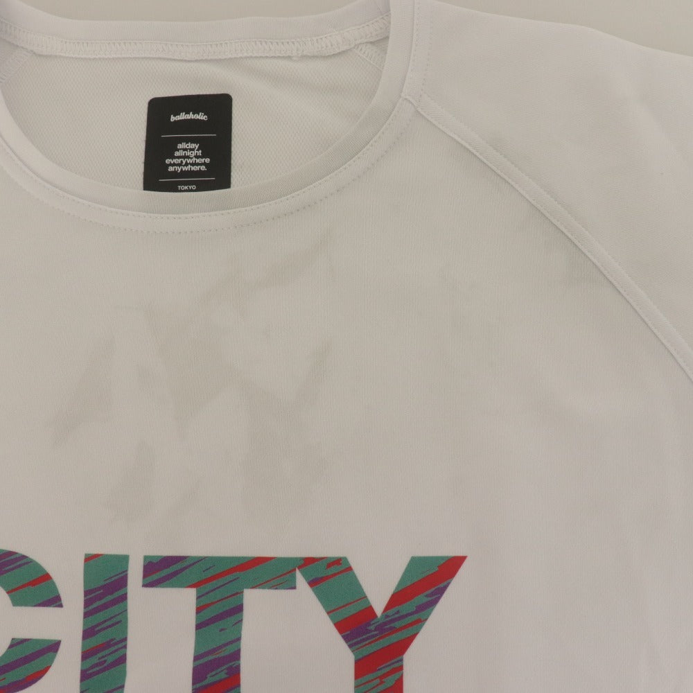 ■ ballaholic ボーラホリック 長袖Tシャツ ロンT トップス CITY 柄 ストレッチ スポーツ トレーニングウエア ポリエステル メンズ L 白