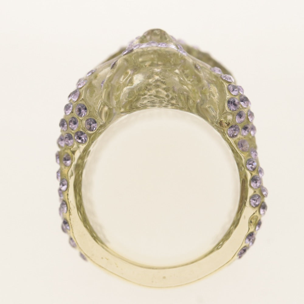 ■ GARNI ガルニ 指輪 リング ドクロ スカルヘッド リング ラインストーン アクリル 16号 ピンク イエロー系 袋付き
