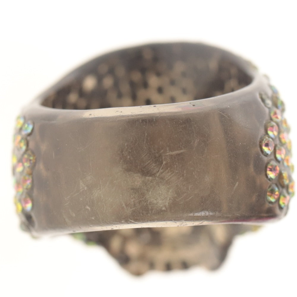 ■ GARNI ガルニ 指輪 リング ドクロ スカルヘッド リング ラインストーン アクリル 22号 シルバー 黒 袋付き