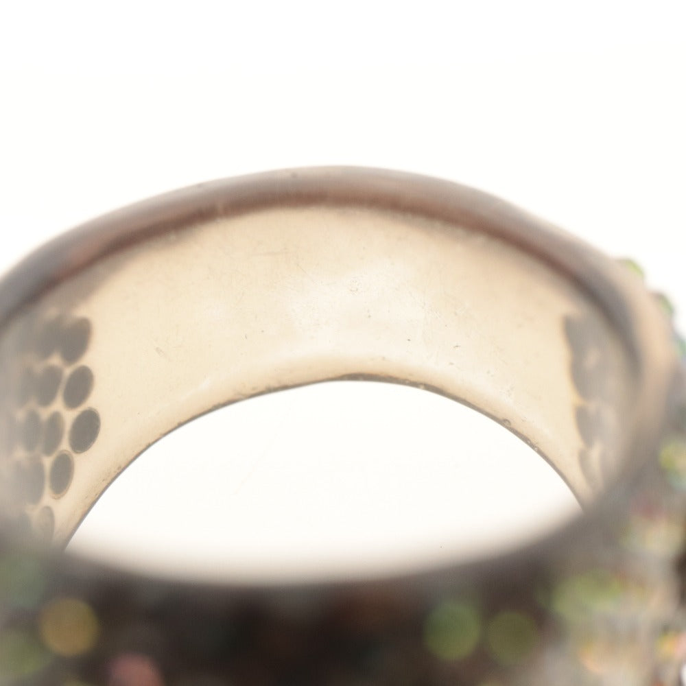 ■ GARNI ガルニ 指輪 リング ドクロ スカルヘッド リング ラインストーン アクリル 22号 シルバー 黒 袋付き