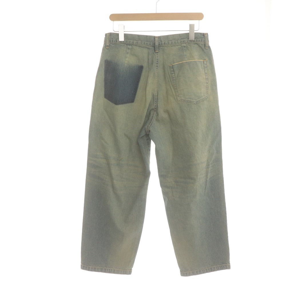 ■ uniform experiment デニムパンツ ボトムス FADE DENIM BOLD-FIT TUCK JEANS SOPH. ダメージ柄 メンズ 1(S) インディゴ タグ付き未使用