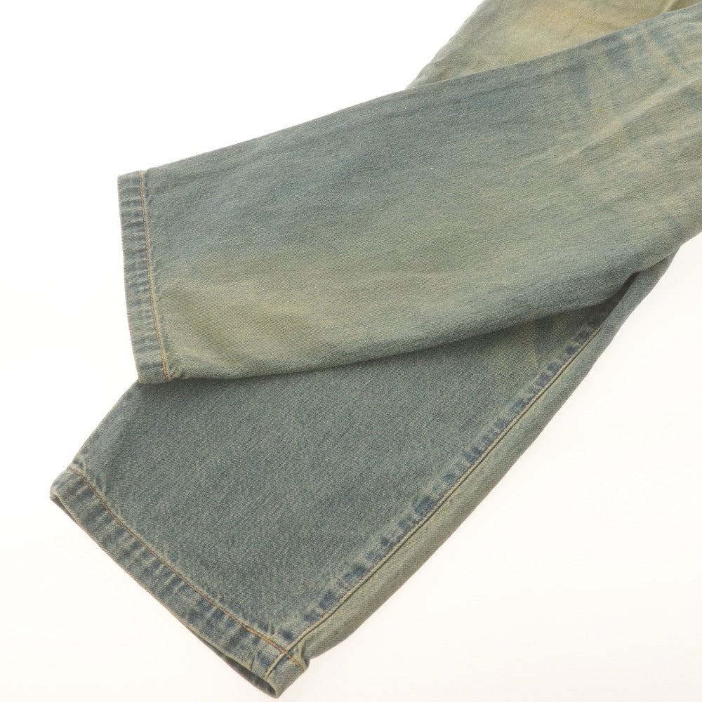 ■ uniform experiment デニムパンツ ボトムス FADE DENIM BOLD-FIT TUCK JEANS SOPH. ダメージ柄 メンズ 1(S) インディゴ タグ付き未使用