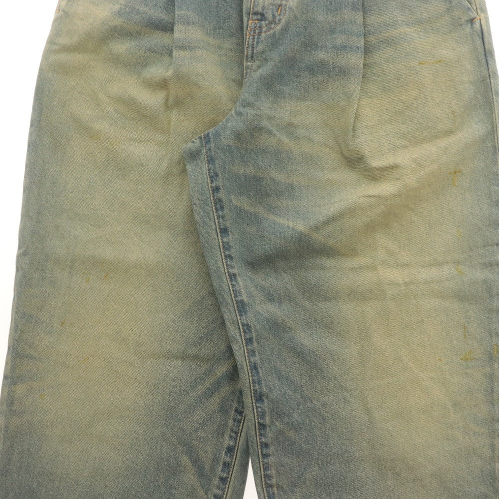 ■ uniform experiment デニムパンツ ボトムス FADE DENIM BOLD-FIT TUCK JEANS SOPH. ダメージ柄 メンズ 1(S) インディゴ タグ付き未使用