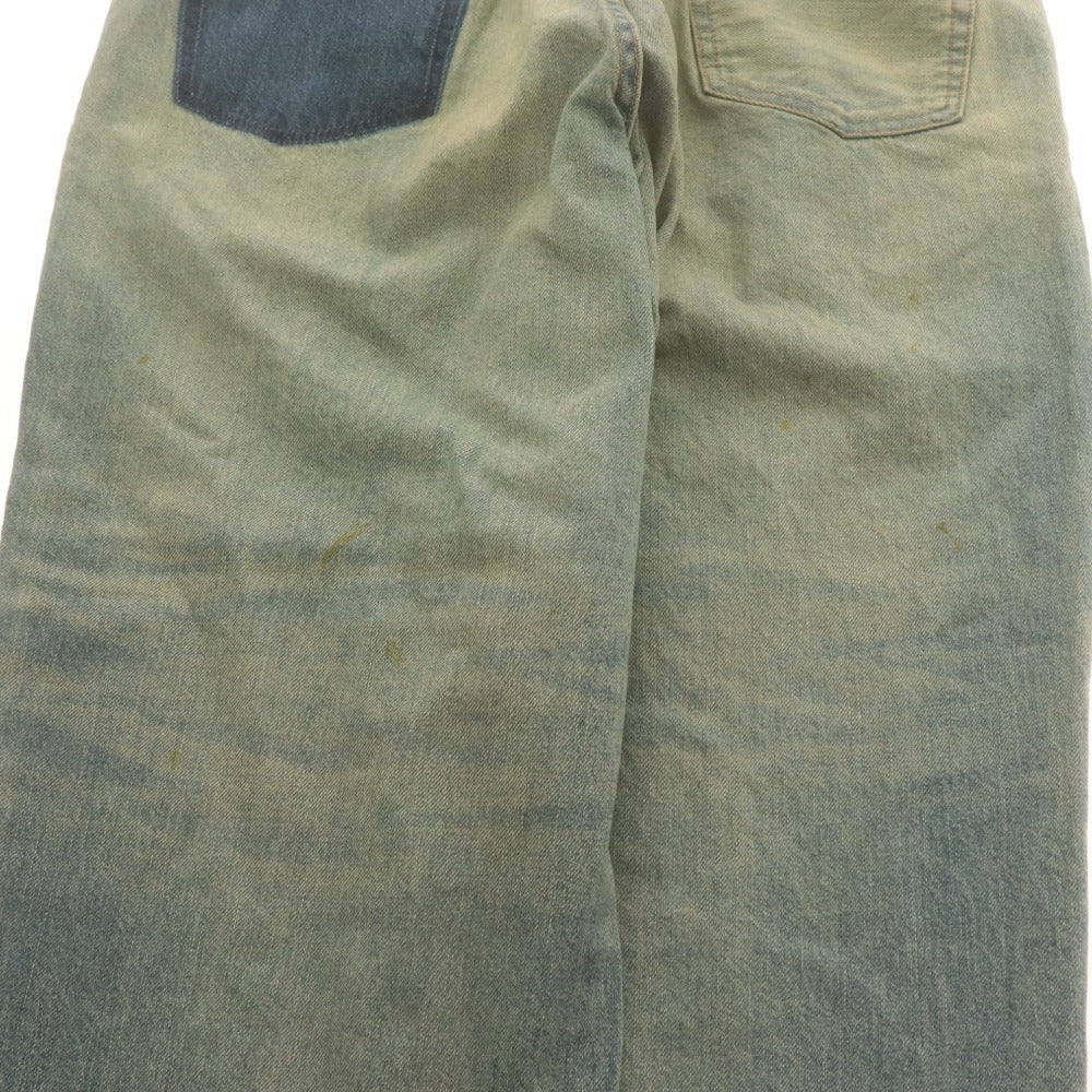 ■ uniform experiment デニムパンツ ボトムス FADE DENIM BOLD-FIT TUCK JEANS SOPH. ダメージ柄 メンズ 1(S) インディゴ タグ付き未使用