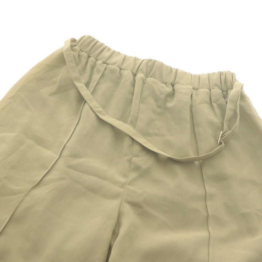 ■ Bou Jeloud ブージュルード 麻ライクブラウス パンツ セットアップ 半袖 トップス ボトムス レディース 38 (M相当) カーキグレー