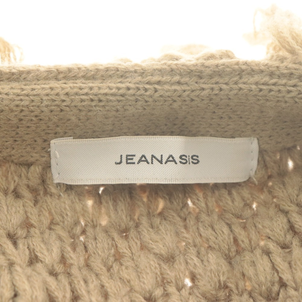 ■ JEANASIS ジーナシス カーディガン ジャケット 長袖 アウター ニット ノーカラー レディース F (フリー) ベージュ
