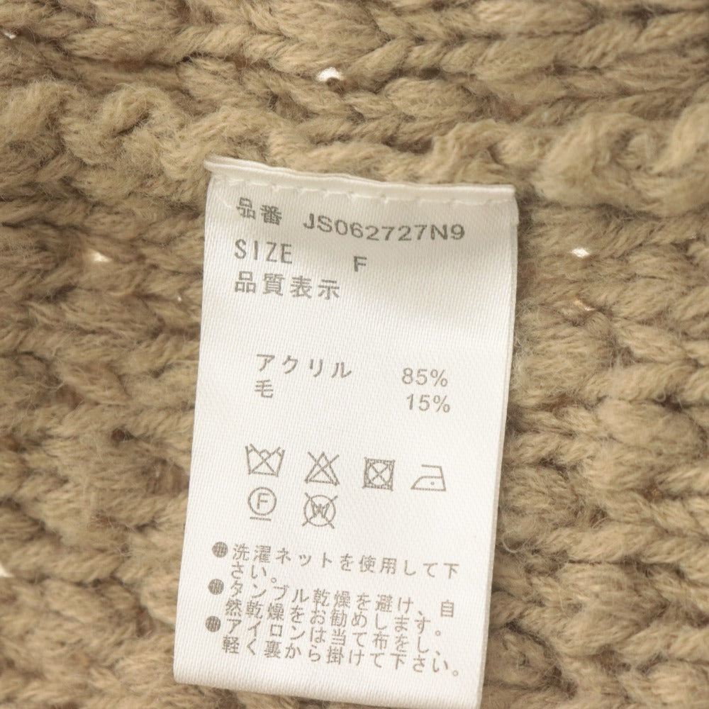 ■ JEANASIS ジーナシス カーディガン ジャケット 長袖 アウター ニット ノーカラー レディース F (フリー) ベージュ