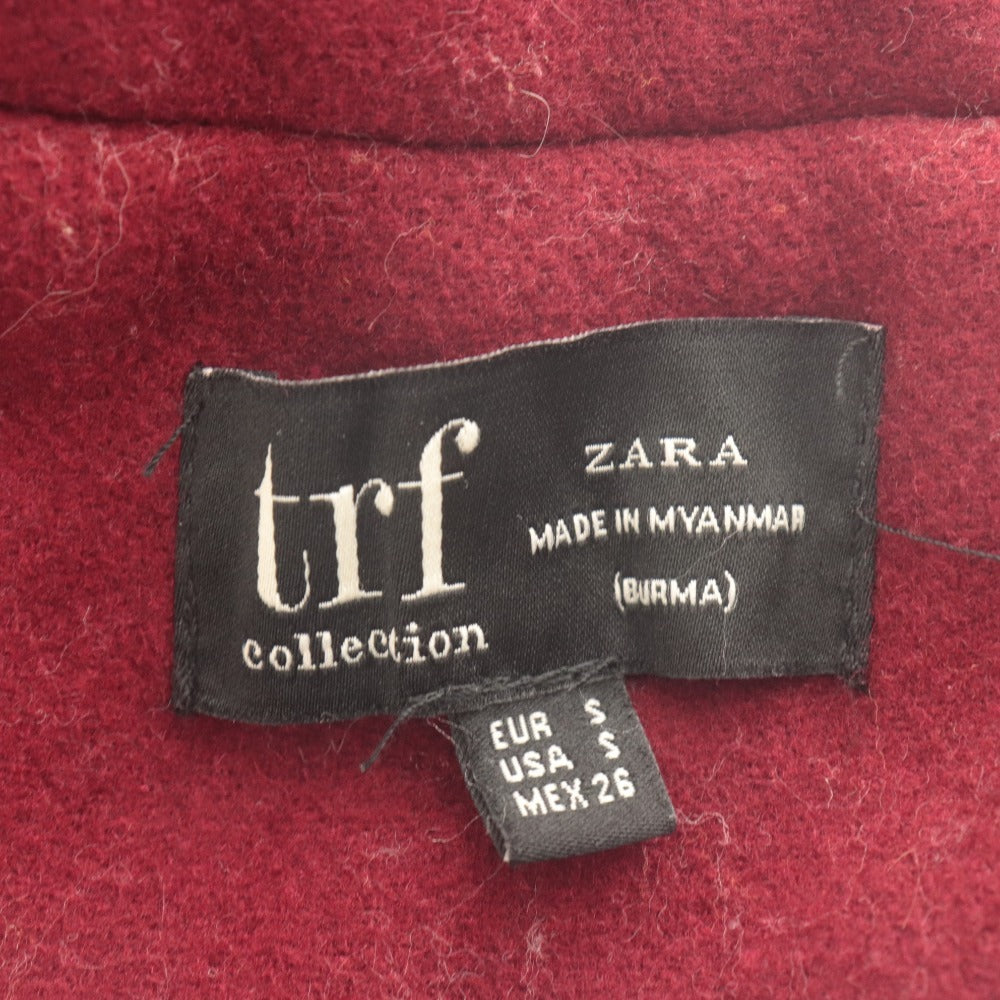 ■ ザラ ZARA trf collection ロングコート 長袖 アウター 襟 ボタン レディース S ワインレッド系