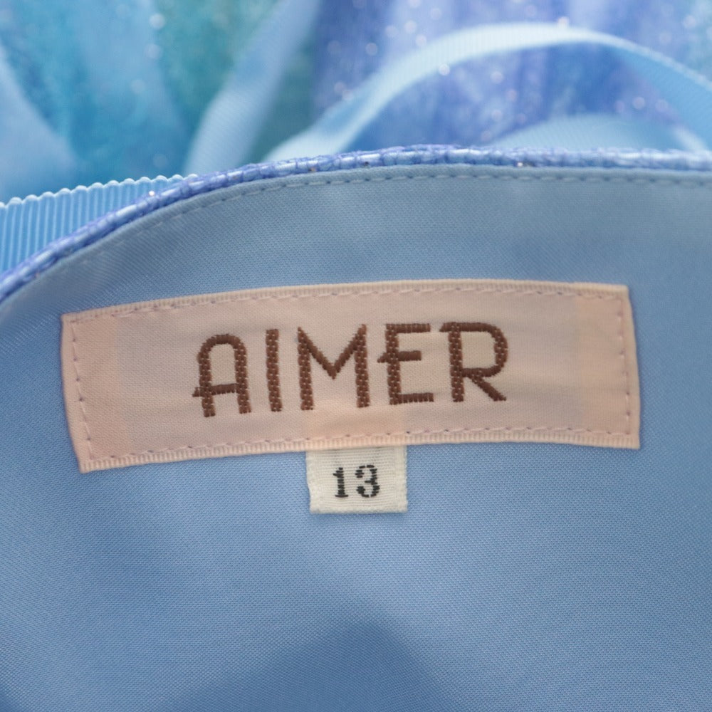 ■ エメ AIMER ドレス ロング 27-6-198 演奏会 ラメ グラデーション 寒色 光沢 日本製 レディース グリーン ブルー系 ショール付き