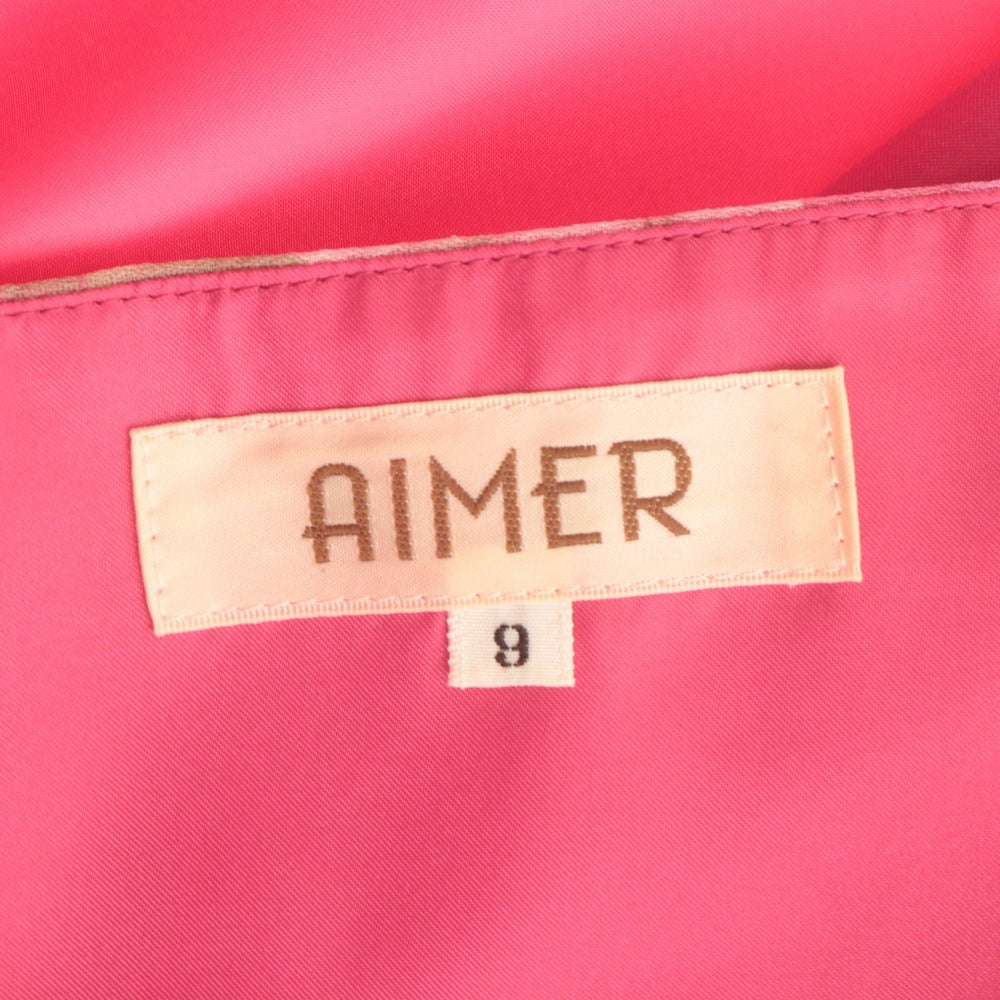 ■ エメ AIMER ドレス ロング 27-4-178 演奏会 舞台 花柄 フラワー カラー 日本製 レディース 9号 ピンク レッド系