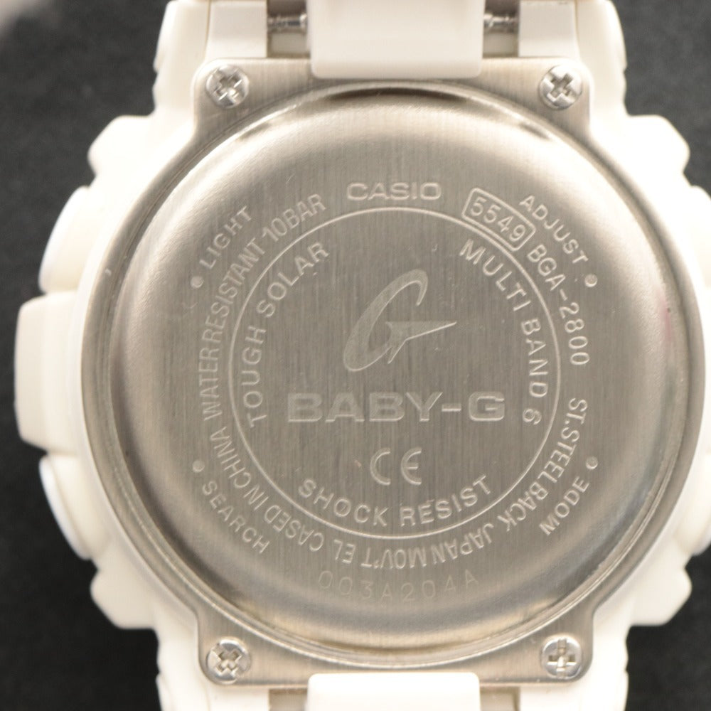 ■ カシオ CASIO 腕時計 BABY-G BGA-2800 ソーラー電波 マット 10気圧防水 耐衝撃構造 ピンクゴールド レディース ホワイト系 袋付き
