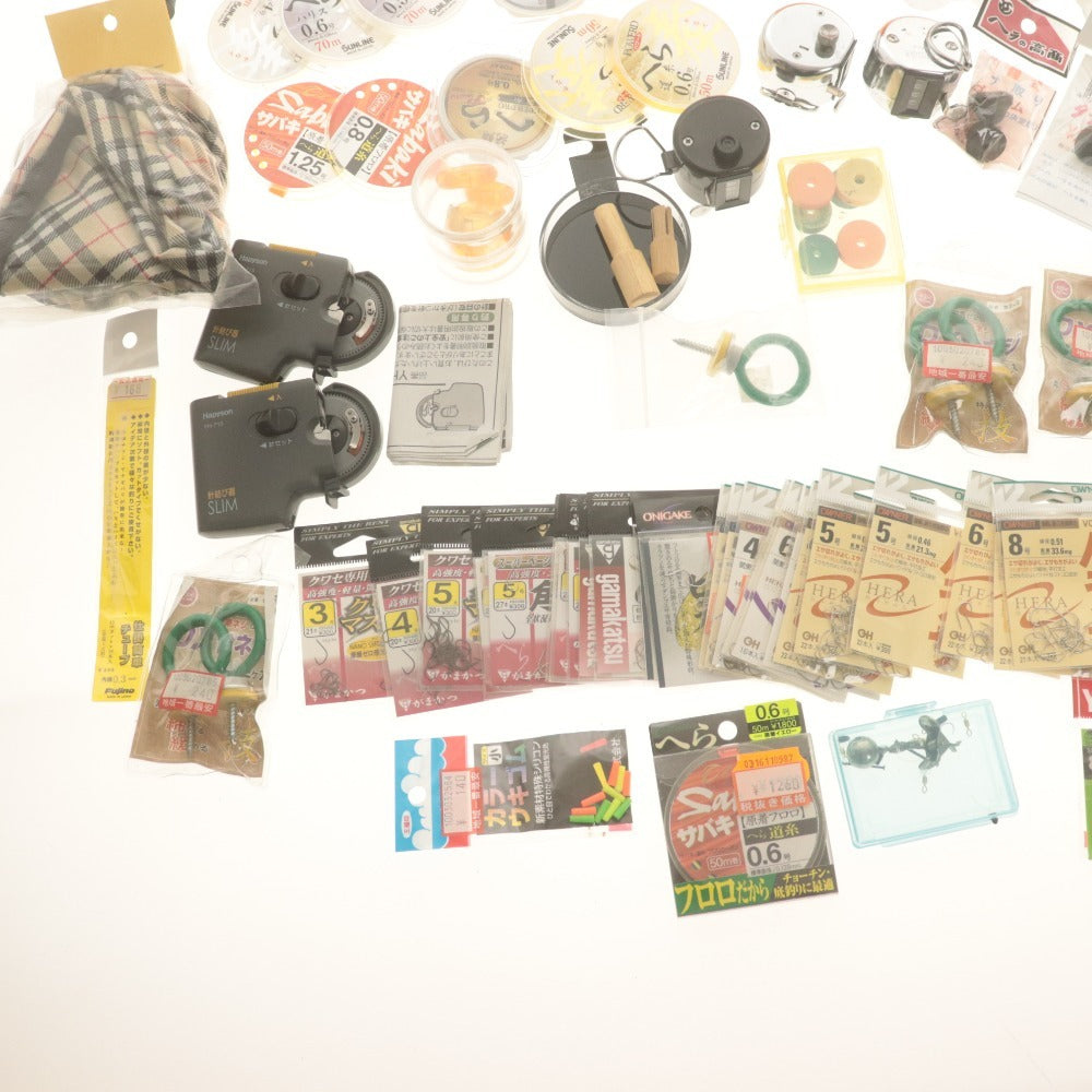 ■ へらぶな 釣り用小道具 大量セットまとめ売り 針 道糸 ハリス 針外し 餌ボール バケツ カウンター 浮フロート 等 付属品付き未開封含む