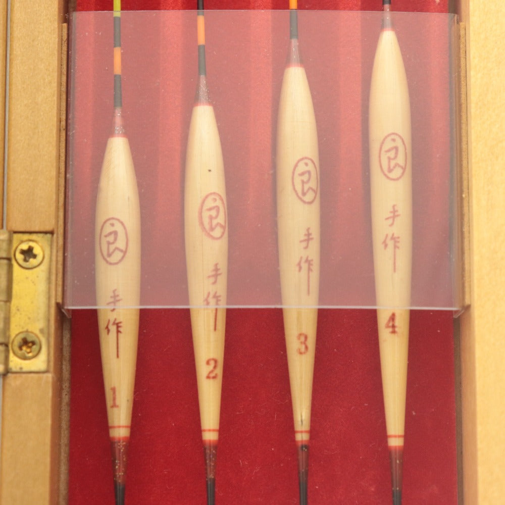 ■ 金鯱 浮箱 ＆ へらぶな 浮き 16点セット まとめ売り 箱 36.1x6.5cm / 羽房 英春 壱～五/良 手作 1～4/花梨 一,三,五,大/若葉 三,四