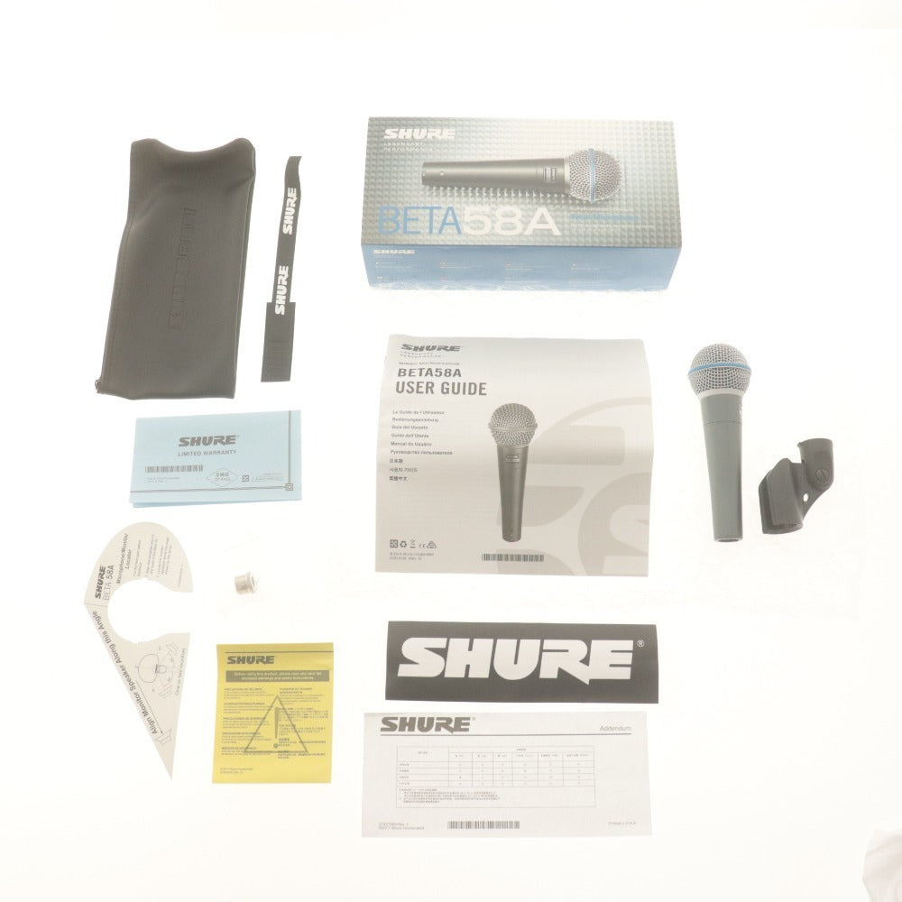 ■ SHURE シュアー ダイナミックマイク BETA58A XLR ボーカル用マイクロホン 音響機材 付属品付き(ケーブルなし) 動作品 美品