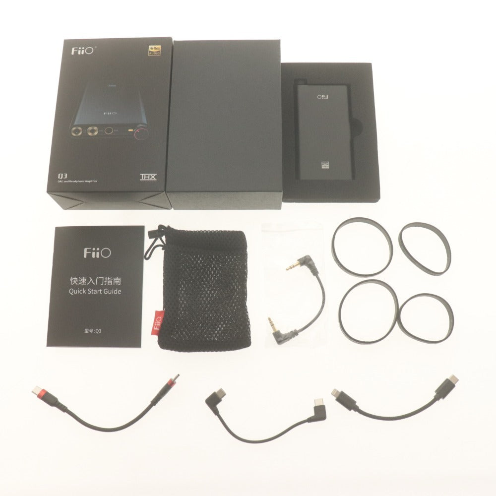 ■ フィーオ ポータブルヘッドホンアンプ FiiO Q3 DAC and Headphone Amplifier 内蔵 ポタアン 付属品付き 動作確認済み 動作品