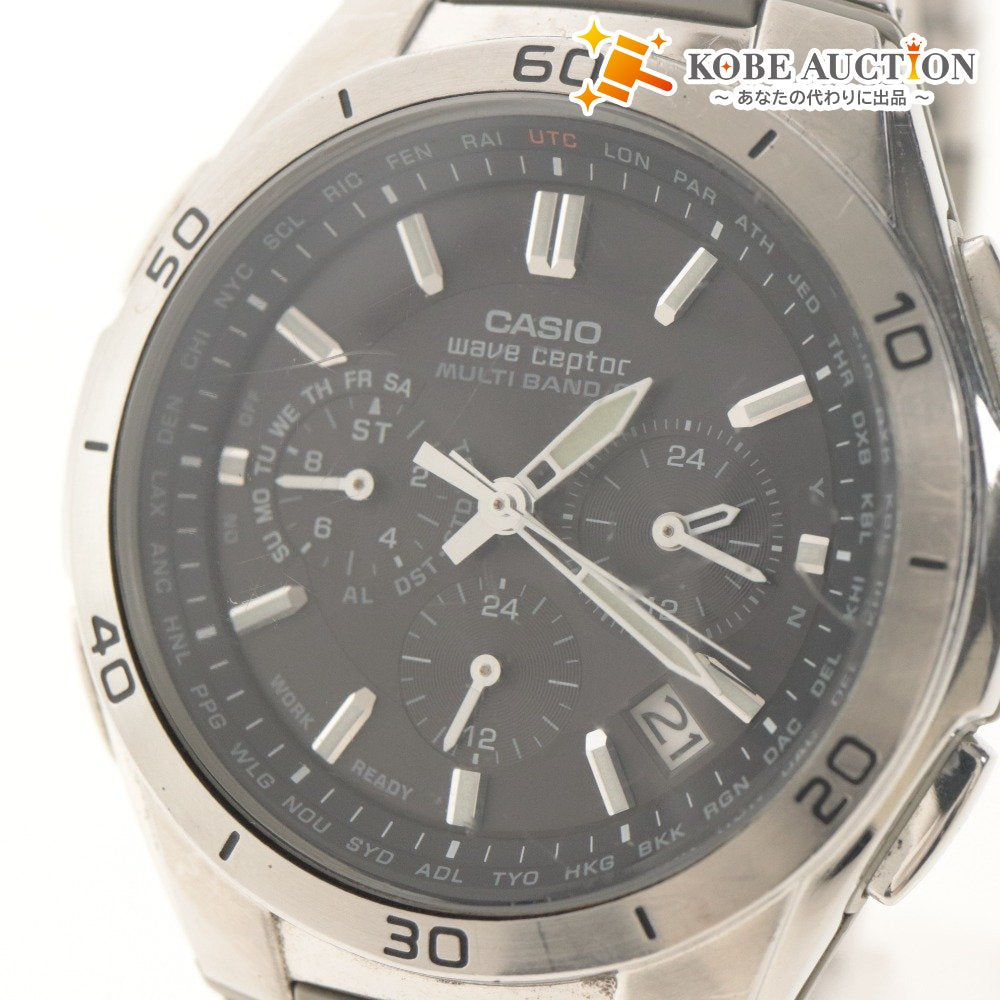 ■ CASIO カシオ 腕時計 5174*JA WVQ-M410 wave ceptor ソーラー 電波 メンズ シルバー 箱/付属品付き 動作確認済み