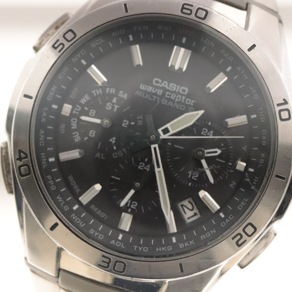 ■ CASIO カシオ 腕時計 5174*JA WVQ-M410 wave ceptor ソーラー 電波 メンズ シルバー 箱/付属品付き 動作確認済み