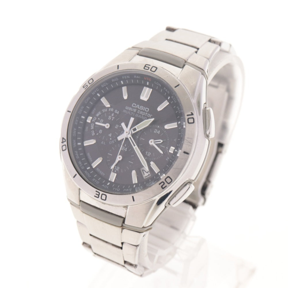■ CASIO カシオ 腕時計 5174*JA WVQ-M410 wave ceptor ソーラー 電波 メンズ シルバー 箱/付属品付き 動作確認済み