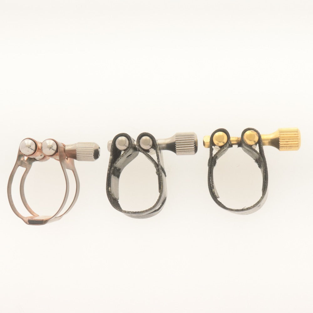 ● リガチャー テナーサックス用 3点セット まとめ売り ビンテージ アクセサリー ブラウン シルバー ゴールド ブラック