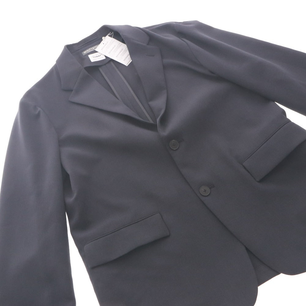 ■ BEAUTY&YOUTH UNITED ARROWS テーラードジャケット 長袖 アウター TORAY RIRANCHA 襟 ボタン メンズ L ネイビー タグ付き 未使用