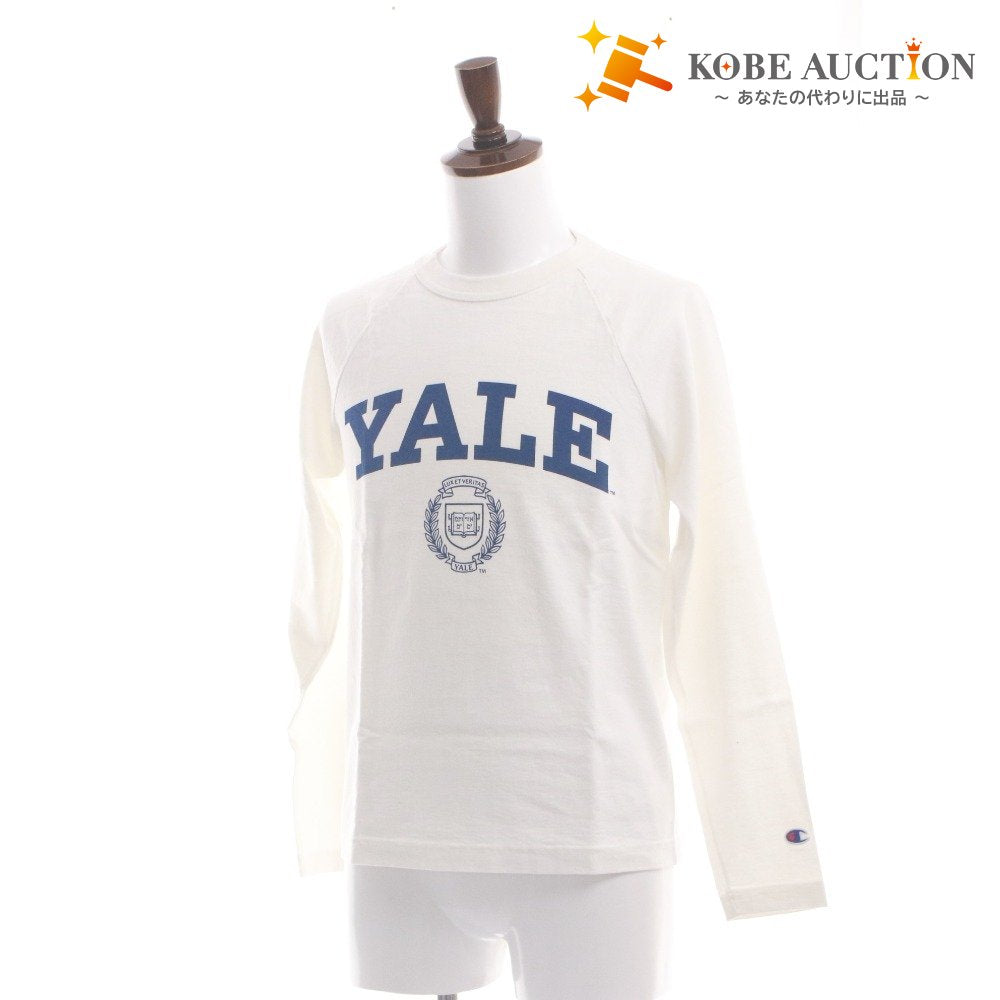 ■ Champion MADE IN USA 長袖 Tシャツ トップス T1011シリーズ YALEロゴ ラグラン カレッジ メンズ S 白 ホワイト タグ付き 未使用