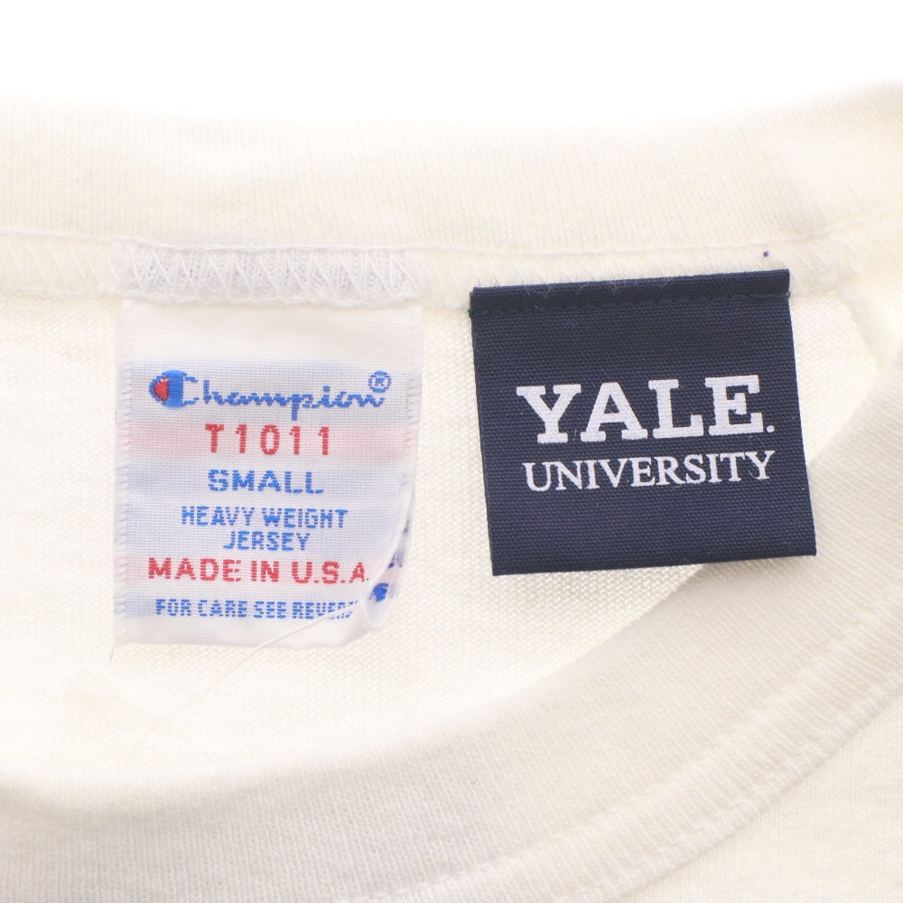 ■ Champion MADE IN USA 長袖 Tシャツ トップス T1011シリーズ YALEロゴ ラグラン カレッジ メンズ S 白 ホワイト タグ付き 未使用